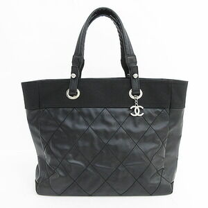 CHANEL Paris Biarritz Toe Bag Handbag Black